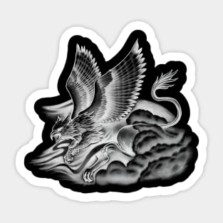 Fierce Mythical Griffin Flying in the Mist Sticker